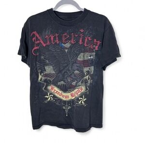Graphic Shirt Mens Medium National Heritage Eagle America Freedom Reigns Tee‎